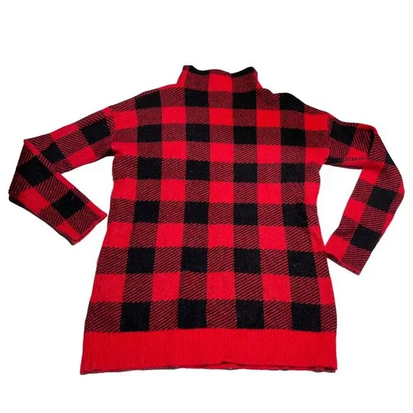 Women's Loft Buffalo Check Sweater Black/Red Size Small - Picture 6 of 6